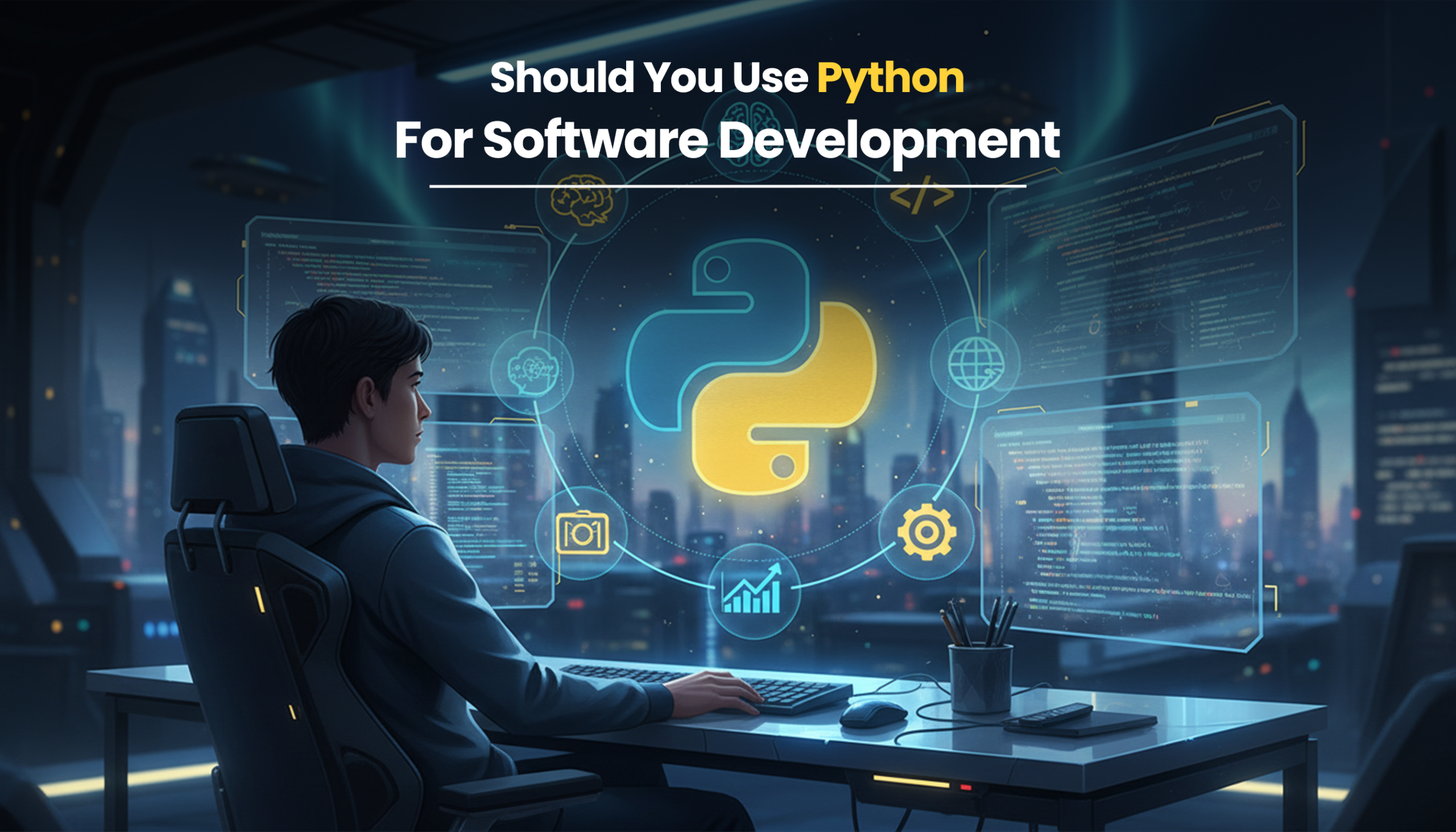 Title image for the blog on Python for Software Development