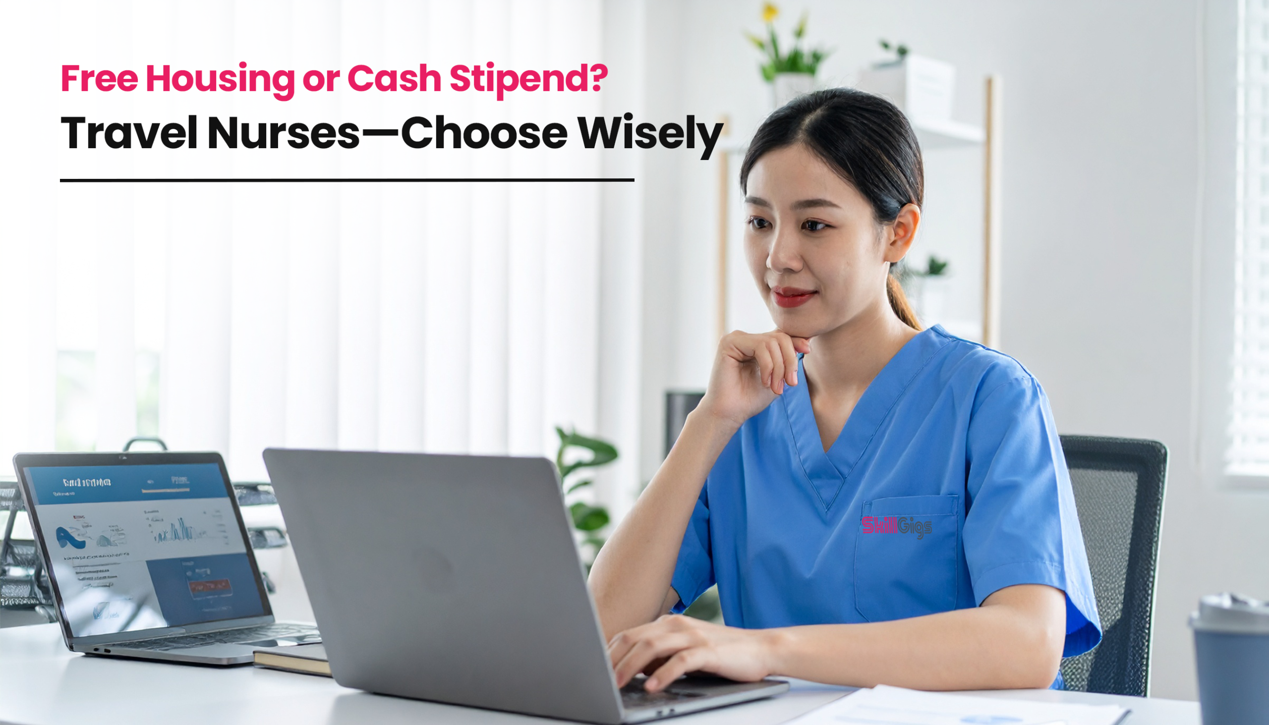 Title image for the blog on Do Travel Nurses Get Free Housing or Stipends? What Pays More?